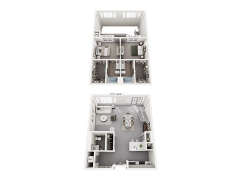 Floor plan for 2 beds, 2.5 baths, 1579 sqft
